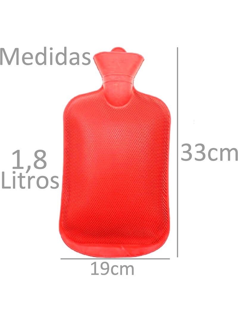 قربة مياه ساخنة حرارية سعة 1.8 لتر - كيس حراري مضاد للتسرب بفتحة واسعة وغطاء منسوج ناعم - تستخدم لتسكين الآلام وكمادات باردة للأطفال - Image 4